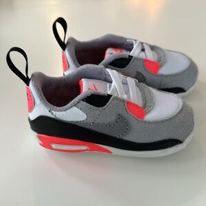 Nike Air Max 90 Toddler Sneakers 4C Gray Black Infrared Hook & Loop DC8323-100
